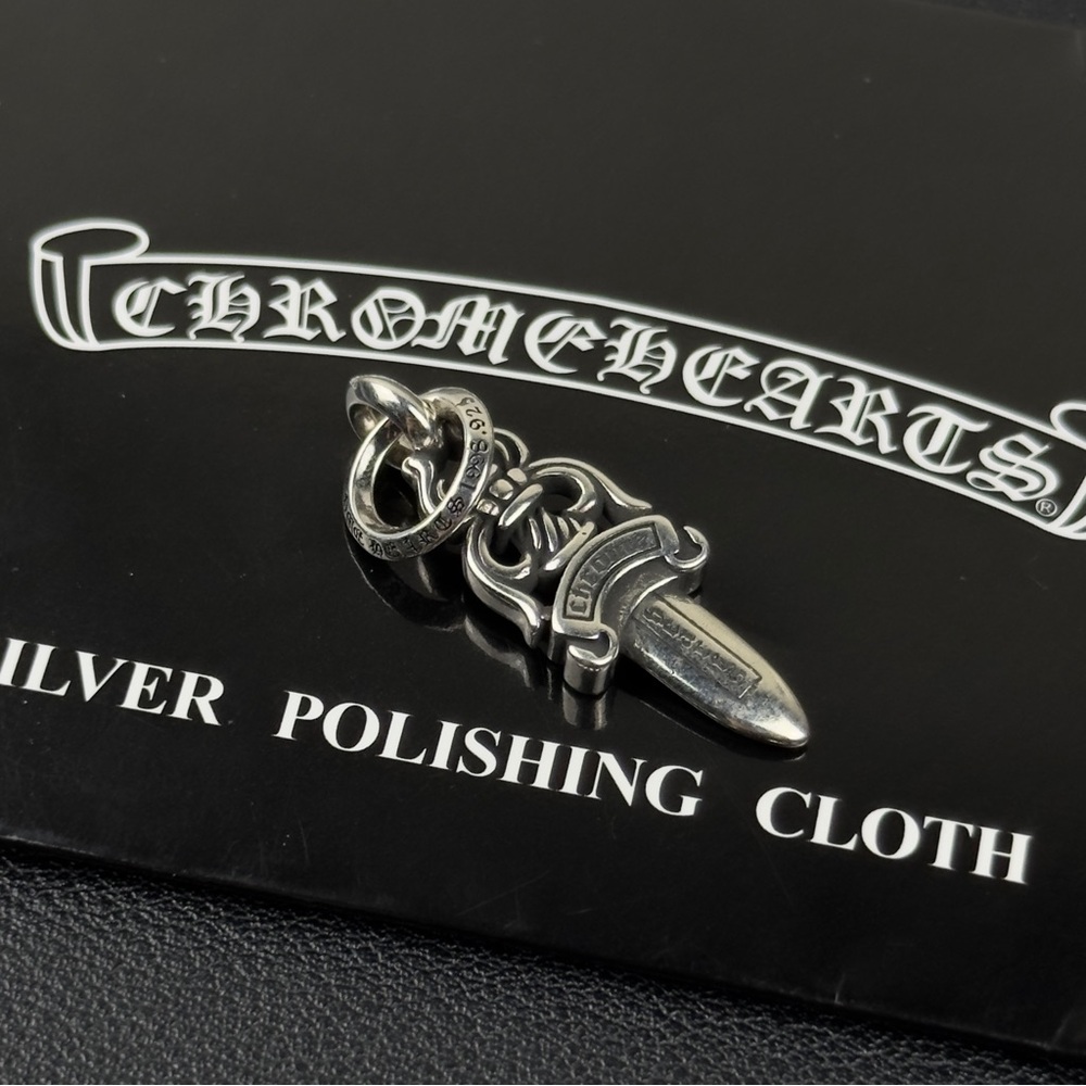 Chrome Hearts Tiny Dagger With Bale Pendant 925 Silver